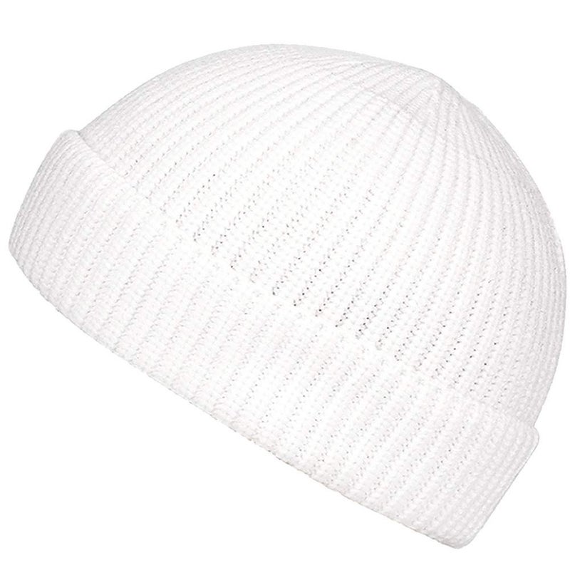 MaxNova Knit Cuff Short Fisherman Beanie Hat for Men Women Winter (2pack White/Bright Orange) - Image 2